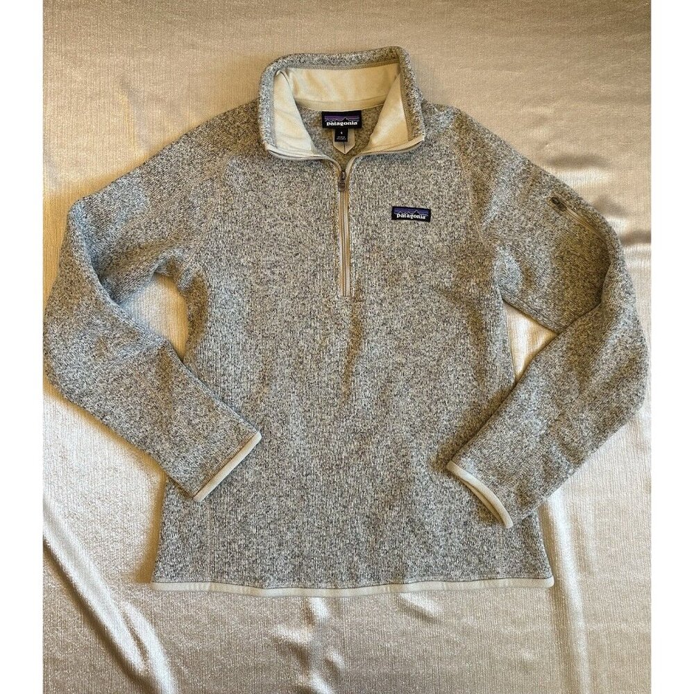 PATAGONIA Better Sweater 1/4 Zip Jacket Women's Sz Small Birch White Cream - Picture 2 of 7